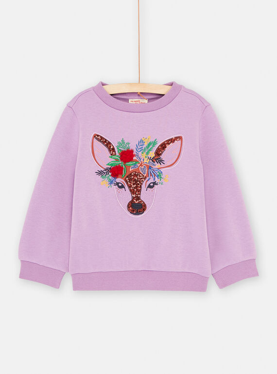Purple doe sweatshirt for girls SAKHOSWEA / 23W901Q1SWEH708