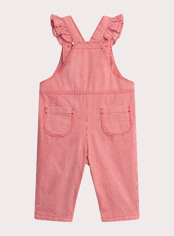 Baby girls' red striped dungarees WIKASAL / 25SG0932CBLA001