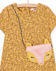 Child girl's yellow dress with floral print and animation bag MASAUROB4 / 21W901P4ROBB107