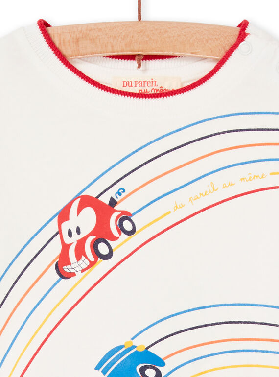 T-shirt ecru and red baby boy LUHATEE1 / 21SG10X2TML001