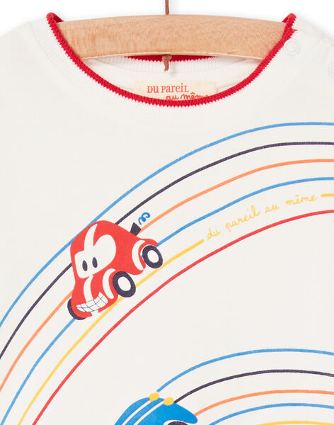 T-shirt ecru and red baby boy LUHATEE1 / 21SG10X2TML001