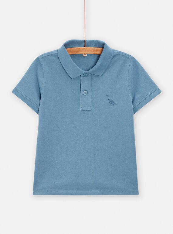 Boy's ice-blue polo shirt with dinosaur embroidery TOJOPOL4 / 24S90291POL219