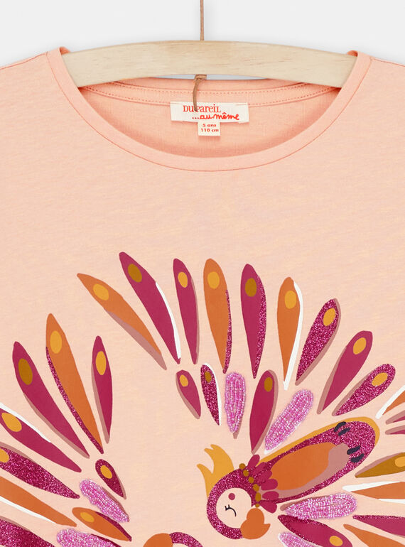 Pink T-shirt with parakeet animation SACOUTEE4 / 23W901L4TMLD329