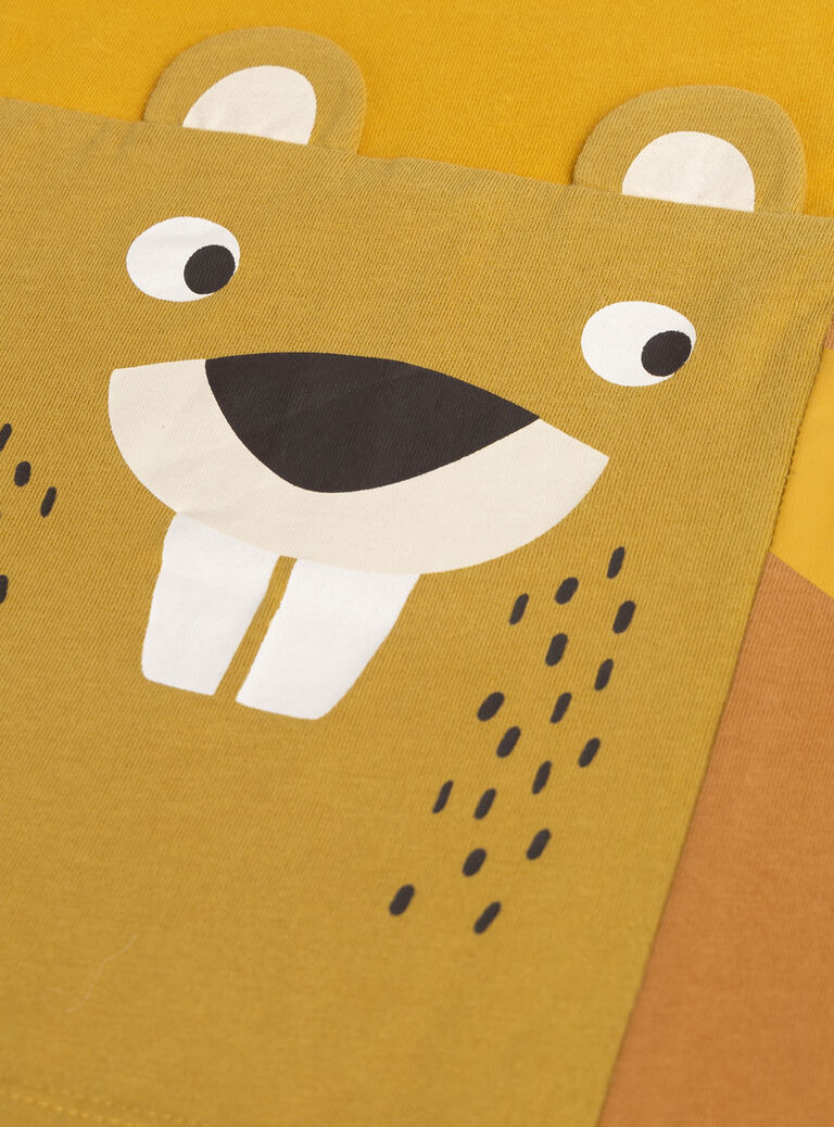 Yellow t-shirt animation owl and beaver for boys VOBATEE4 / 24W902Q4TML106