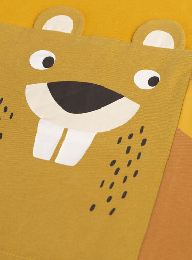 Yellow t-shirt animation owl and beaver for boys VOBATEE4 / 24W902Q4TML106