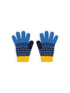 Blue gloves with jacquard pattern child girl MYOGROGAN3 / 21WI0266GAN221