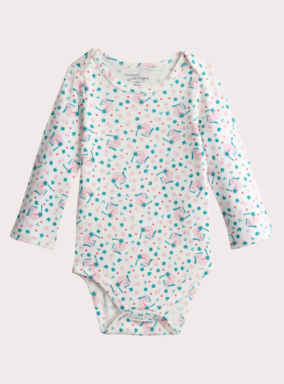 Set of 2 long-sleeved printed bodysuits for baby girl  VEFIBODDOG / 24WH1381BDL001