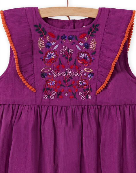 Girl's embroidered skater dress in violet MAPAROB2 / 21W901H2ROB712