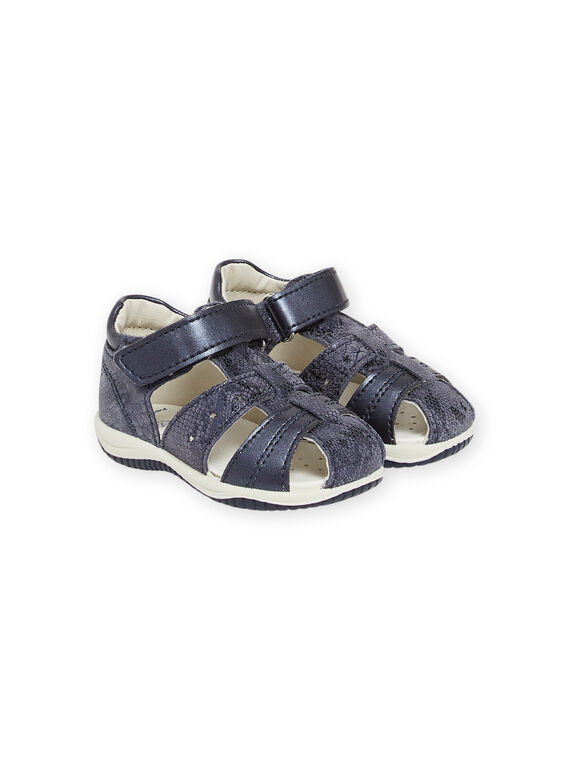 Baby girl navy blue leather sandals NISANDMELANIE / 22KK3742D0E070