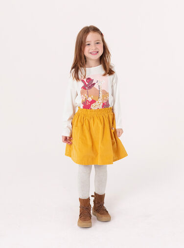 T-shirt ecru animation giraffe and sequins for girl  VABATEE2 / 24W901Q1TML003