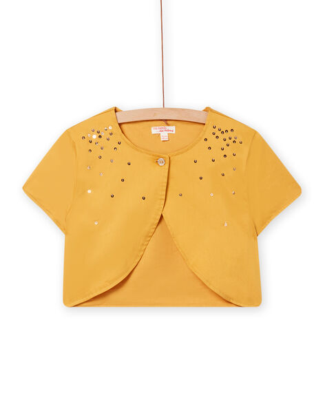Yellow cardigan in satin with sequins child girl NABACAR / 22S90111CARB107