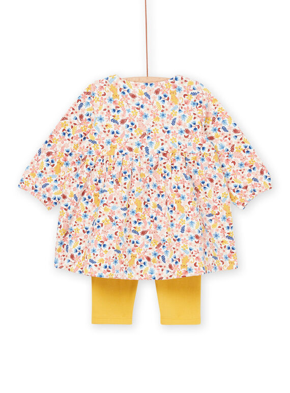 Long sleeve dress with print and plain leggings PICIENS / 22WG09M1ENS001