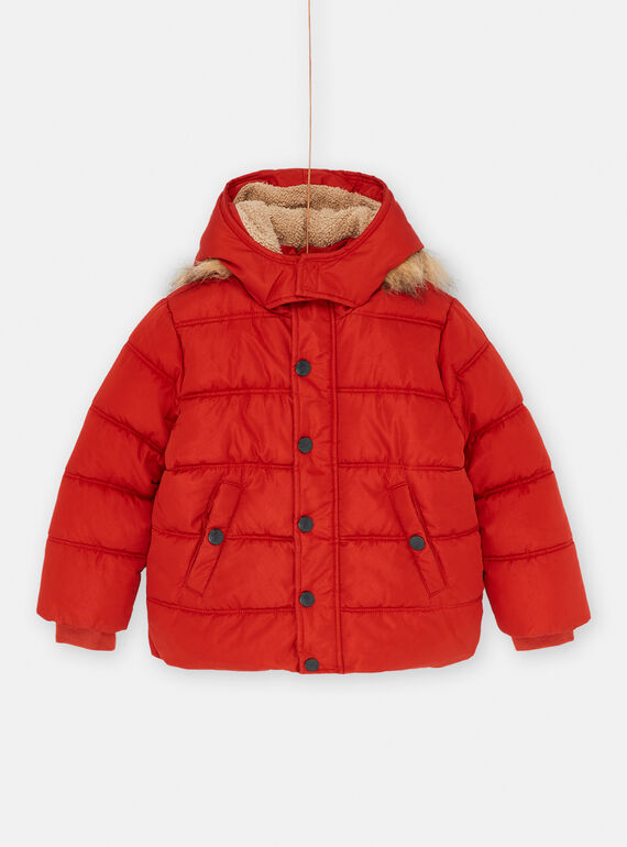 Red hooded down jacket SOGRODOU2 / 23W902D2D3E410