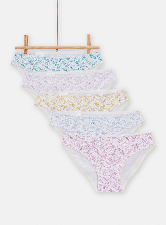 5 multicolored unicorn print panties for girls TEFALOTSEM / 24SH1161D5L000