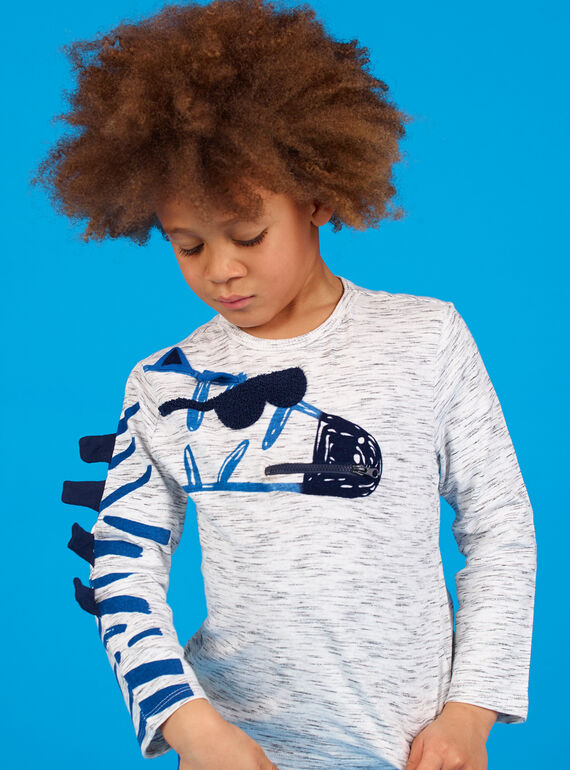T-shirt mottled gray zebra pattern child boy LOBLETEE3 / 21S902J2TMLJ920