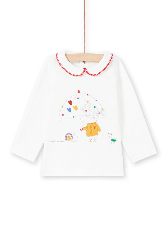 Baby Girl Ecru T-Shirt MIMIXBRA / 21WG09J1BRA001