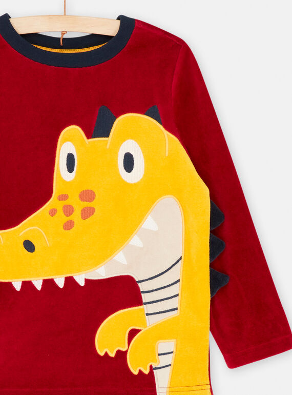 Blue and burgundy pyjamas with dinosaur motif, boy SEGOPYJDIN / 23WH1245PYJF508