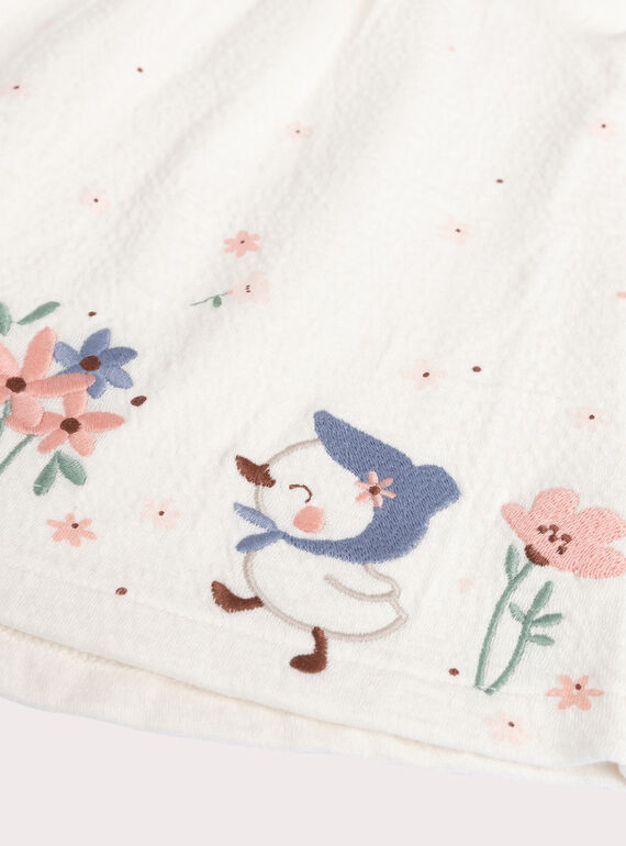 Girl's ecru dress in printed knitwear  VOU1ROB / 24WF03C1ROB001