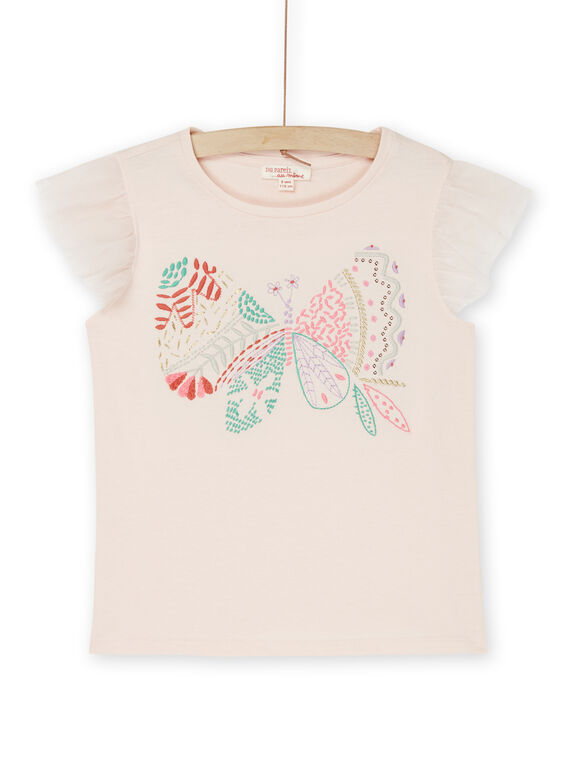 Soft pink t-shirt with embroidered butterfly RABUTI / 23S90141TMC307