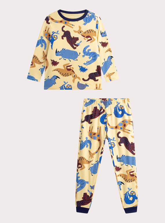 Boy's ecru printed pyjamas WEGOPYJANI / 25SH1296PYJ114
