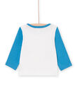Ecru and blue long sleeve T-shirt PUGOTEE3 / 22WG10O2TML001