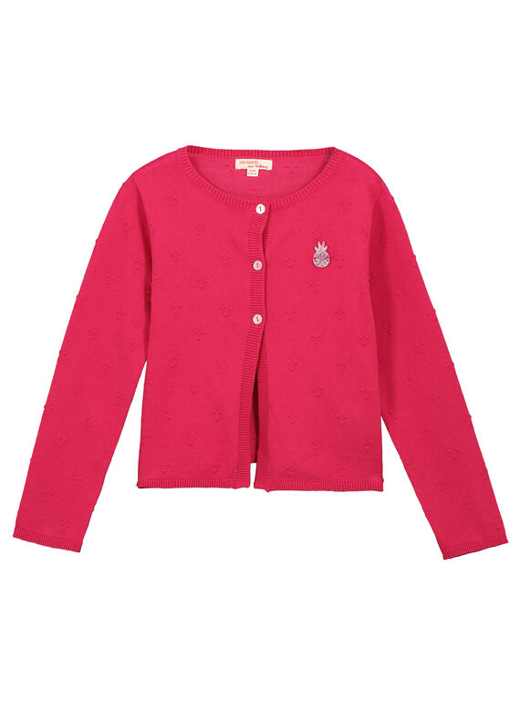 Girls' pink knit cardigan FAYECAR / 19S901M1CAR304