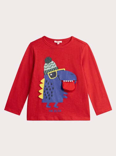 Bright red dinosaur animation T-shirt for boys  VOROTEE2 / 24W902P2TMLF503