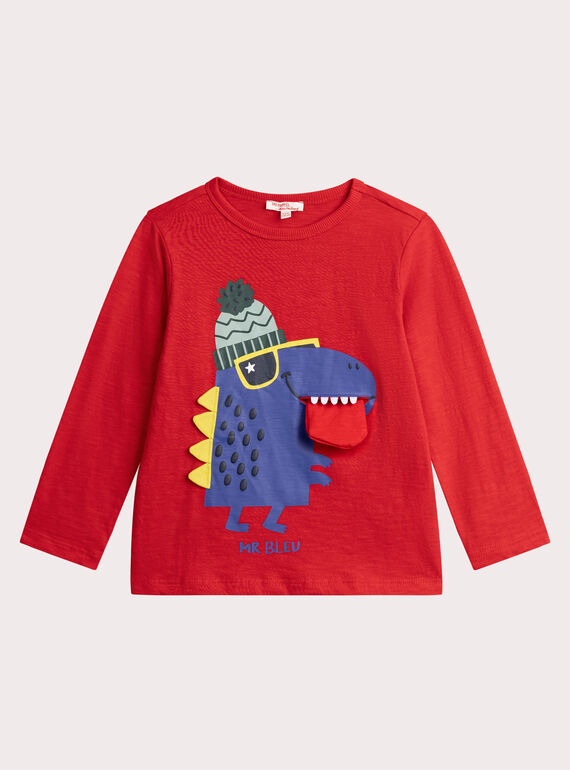 Bright red dinosaur animation T-shirt for boys  VOROTEE2 / 24W902P2TMLF503