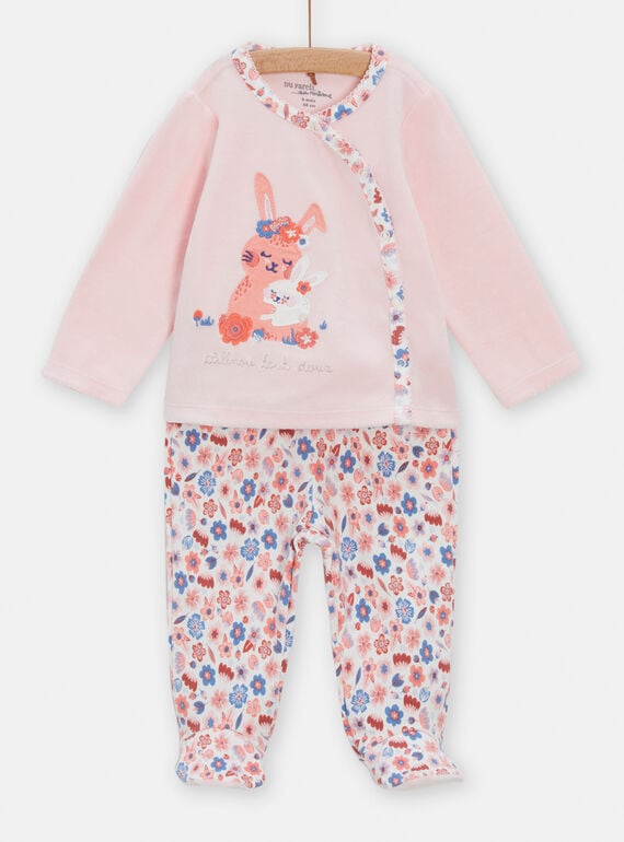 Pink velvet pyjamas for baby girls TEFIPYJMAM / 24SH1342PYJ313