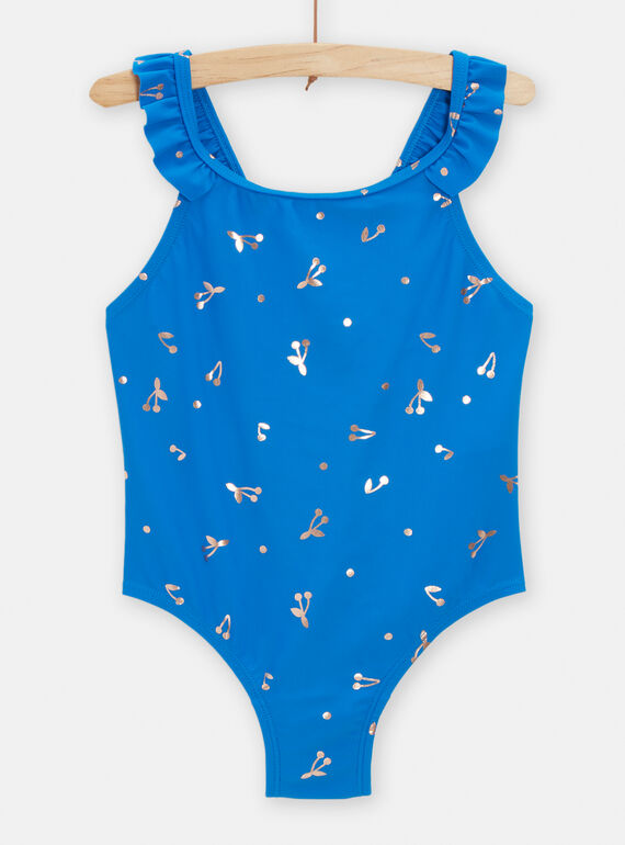Girl's 1-piece Egyptian blue cherry print swimsuit TYAMER1 / 24SI01G4MAIC228