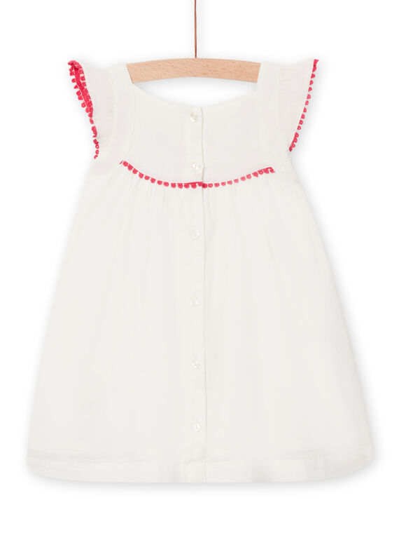 Baby girl dress in ecru with flower embroidery NIFLAROB3 / 22SG09R2ROB001