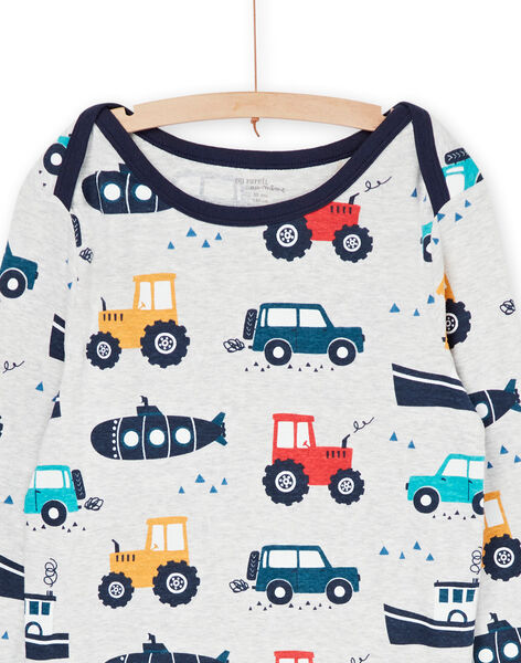Gray pyjamas with tractors, cars, boats and submarine print REGOPYJAUTO / 23SH1253PYJJ922