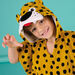 Yellow mimosa bathing cap with leopard print