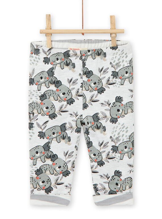 Reversible pants gray and ecru baby boy koalas print LUPOEPAN2 / 21SG10Y1PAN001