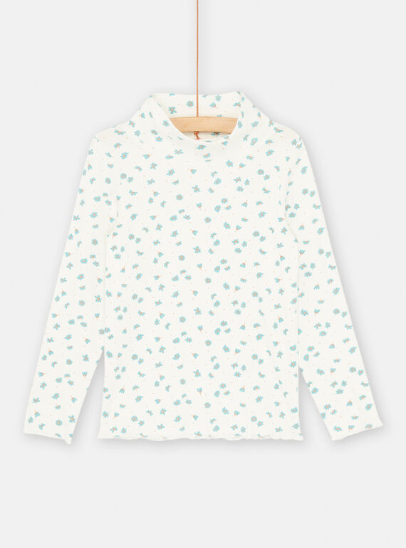Girls' ecru floral print under-sweater SAJOSOUP5 / 23W901NASPL001