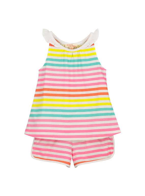 Girls' vest and shorts set FAPLASETEX2 / 19S901P2ENS099