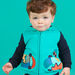 Baby boy turquoise hoodie with skateboard motif