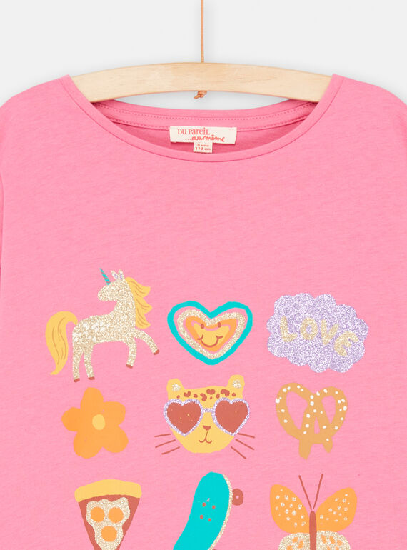 Girl's pink fantasy T-shirt SAVERTEE2 / 23W901J1TML030