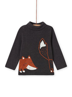 Baby boy's charcoal grey turtleneck sweater with fox pattern MUSAUSOUP / 21WG10P1SPL944