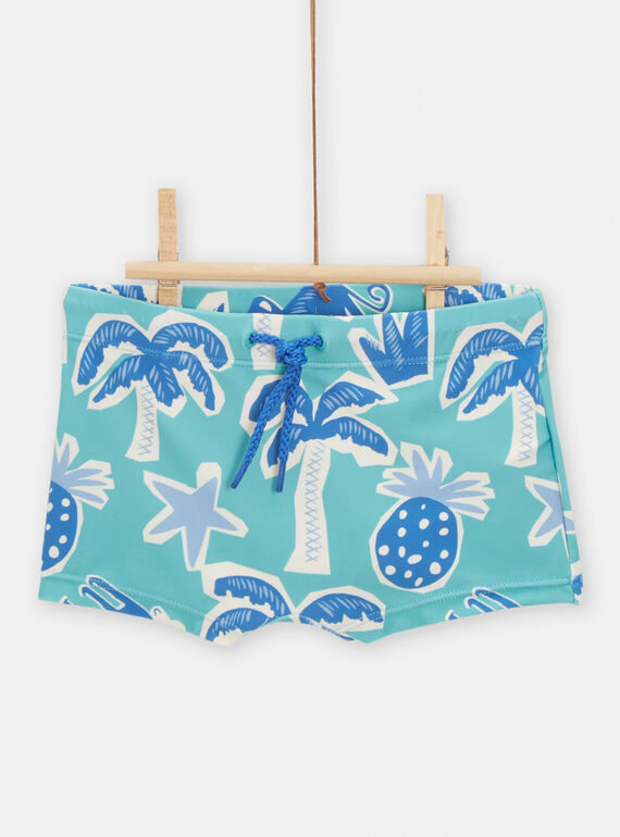 Boy's blue tropical print swim shorts TYOMERSHOPALM / 24SI02G2MAI202