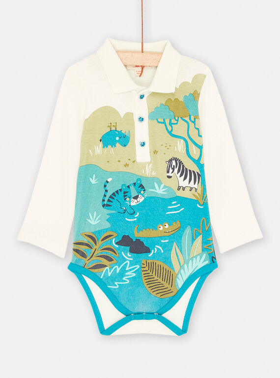 Baby boy linen bodysuit with savannah pattern SUDUBOD / 23WG10P1BODA016