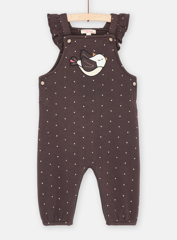 Baby girl brown jumpsuit with gold polka dot print SILOCOMB / 23WG09R1CBLJ905