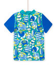 Child boy blue anti-UV T-shirt NYOMERUVTIPOI / 22SI02L1TUVC242