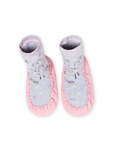 Baby girl grey mottled high slippers with llama pattern MICHO7LAMA / 21XK3721D08943