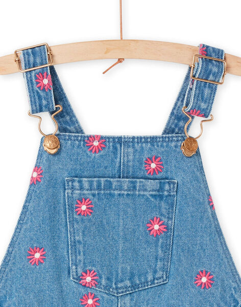 Blue denim overalls with flowery embroidery RAMAGSAC / 23S901T1SACP272