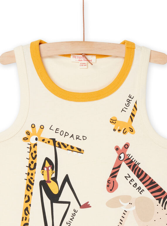 White cream tank top with wild animal print ROSUMDEB / 23S902Y1DEBA002