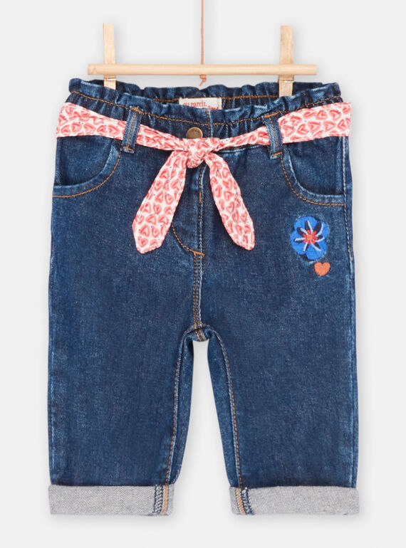 Baby Girl Blue Belted Jeans SIFORJEAN / 23WG09K1JEAK005