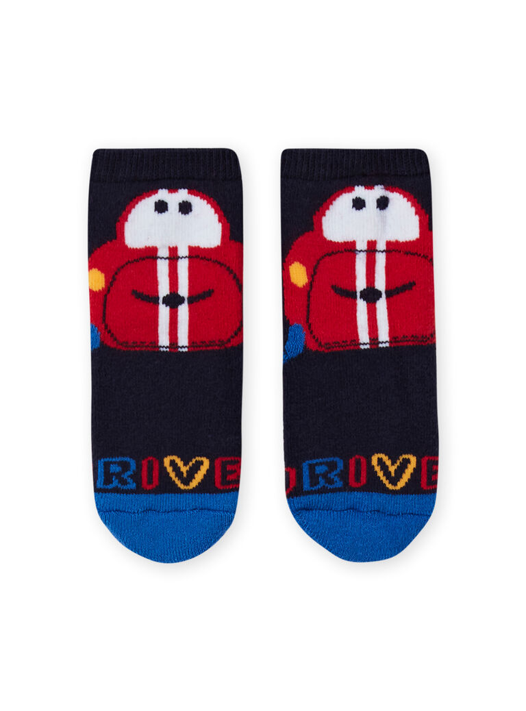 Baby boy navy blue socks with car design LYUHACHOB2 / 21SI10X2SOQ713