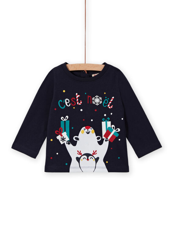 Baby Boy's Navy Blue Fantasy Christmas T-Shirt MUNOTEE / 21WG10Q1TML070