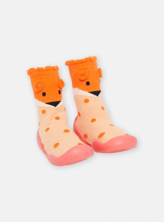 Orange and pink socks with polka dot print SICHO7REN / 23XK3761D08400